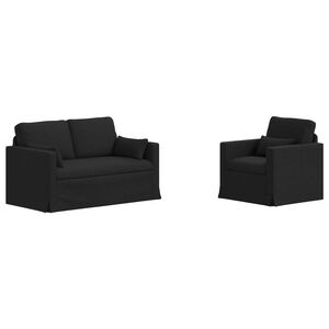vidaXL Kavčna garnitura 2 pcs Črna 139 x 78 x 80 cm blago