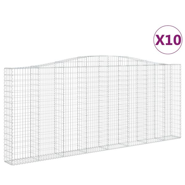 vidaXL Obokane gabion košare 10kosi 400x30x160/180 cm pocinkano železo