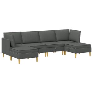 vidaXL Modularni kavč s shranjevanjem 6 pcs Temno siva Blago