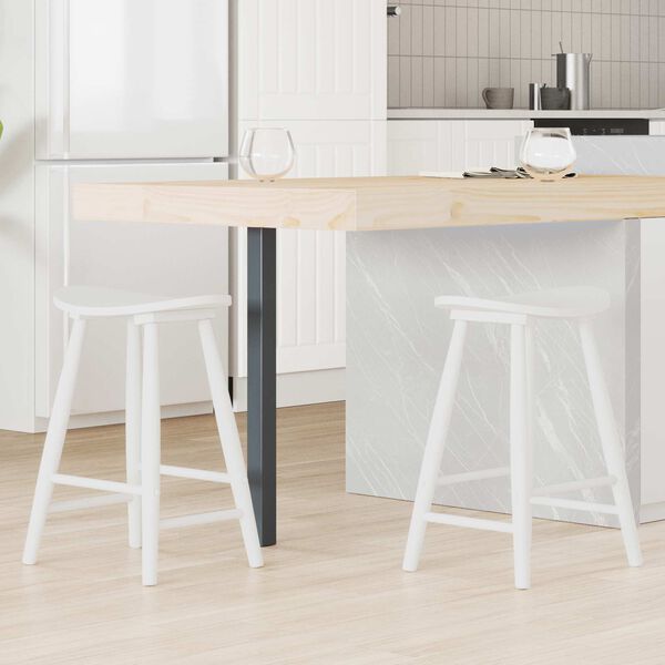 vidaXL Jedilni stoli 2 pcs Bela 46 x 37 x 63 cm Masivno gumovo les