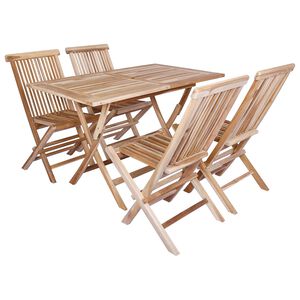 vidaXL Set vrtn furniture 5 kos Naravna Trden tikov les