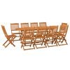 vidaXL Vrtna jedilna garnitura 11-delna 220x90x75cm trden akacijev les