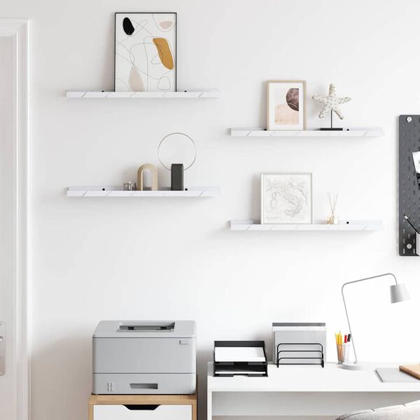 vidaXL Stenska polica 4 pcs Beli marmor 60 x 9 x 3 cm Konstruiran les