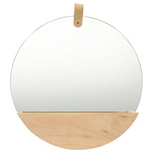 vidaXL Stensko ogledalo trdna borovina 35 cm