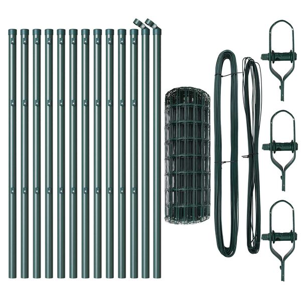 vidaXL Ograja s stebrom Zelena 0,8 x 25 m Jeklo in PVC