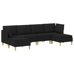 vidaXL Modularni kavč s shranjevanjem 6 pcs Črna Blago
