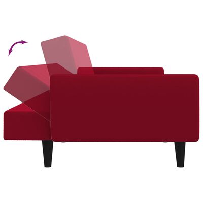 vidaXL Kavč dvosed z ležiščem vinsko rdeč žamet