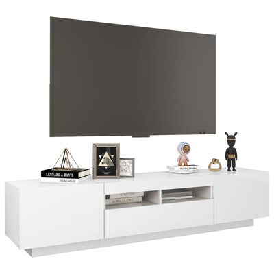 vidaXL TV omarica z LED lučkami visok sijaj bela 180x35x40 cm
