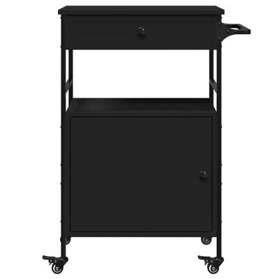 vidaXL Kuhinjski voziček črn 56x43x89,5 cm inženirski les