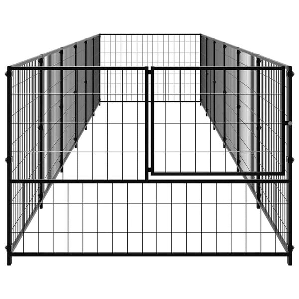 vidaXL Pasji boks črn 6 m&sup2; jeklo