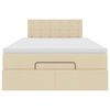 vidaXL Otomanski posteljni okvir z vzmetnico krem 120x200 cm blago