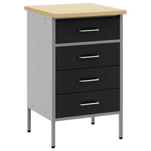 vidaXL Delovna miza s predalom Črna in siva 50 x 55 x 85 cm