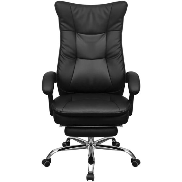 vidaXL Direktorski Pisarniški Stol z Naslonjalom za Hrbet in Noge Črne Barve