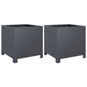 vidaXL Vrtno korito 2 kosa antracit 40x40x40 cm jeklo