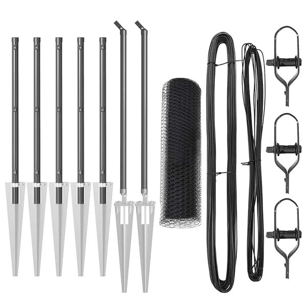 vidaXL Steber ograje. Siva 10 x 1 m (25 mm mreža) Jeklo in PVC