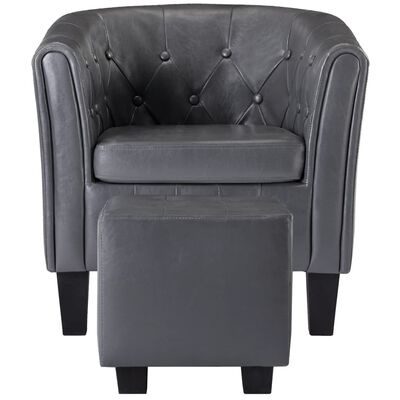vidaXL Tubast stol s stolčkom za noge iz sivega umetnega usnja