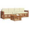 vidaXL Sedežne garniture 5 pcs Naravna in smetana Masiven les akacije