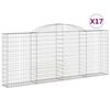 vidaXL Obokana gabionska ko&scaron;ara 17 kos 300x30x120/140cm cinkano železo