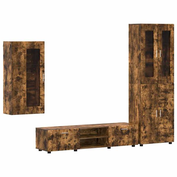 vidaXL Komplet TV omaric s polico FLORIN Dimljeni oreh Konstruiran les