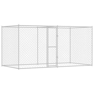 vidaXL Pasja kletka srebrna 400 x 200 x 200 cm Cinkana jeklena
