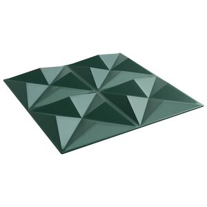 vidaXL Stenske plo&scaron;če 12 kos 50 x 50 cm Origami Zelen XPS Pena