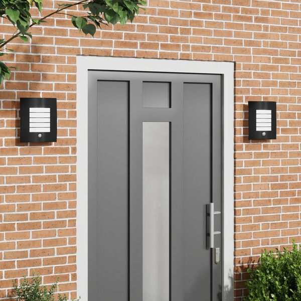 vidaXL Zunanje stenske svetilke 2 pcs Črna 23.5 x 10.5 x 26 cm