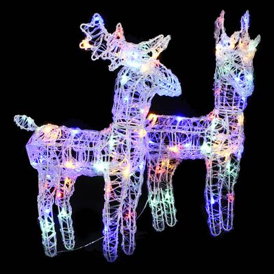 vidaXL Božični severni jeleni 2 kosa večbarvni 80 LED akril