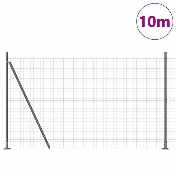 vidaXL Ograja s stebrom Siva 1,5 x 10 m Jeklo in PVC