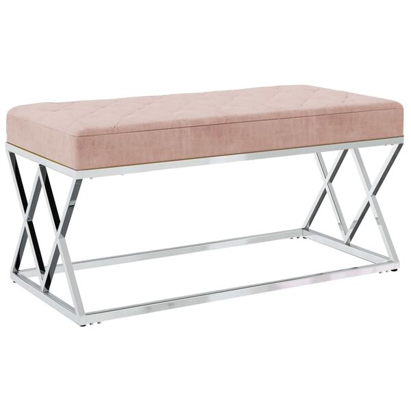 vidaXL Klop roza žamet in nerjaveče jeklo