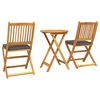 vidaXL Vrtnik Bistro Set 3 pcs Rjava Trden akacijev les