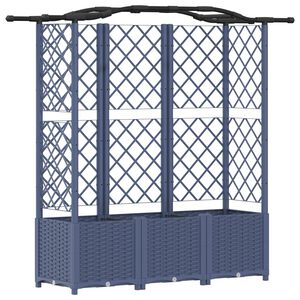 vidaXL Dvignjeno leži&scaron;če s trellisom in streho Siva 163 x 40 x 138 cm