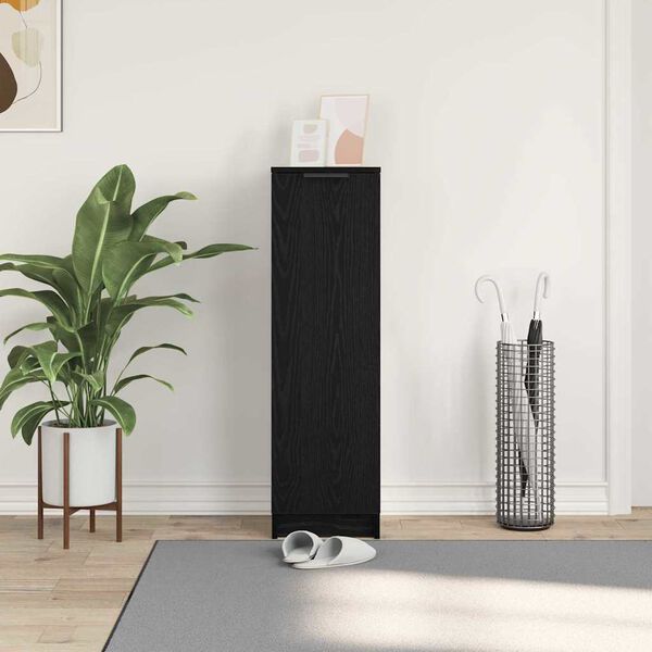 vidaXL Omara za čevlje Črni hrast 29.5 x 35 x 101 cm Konstruiran les