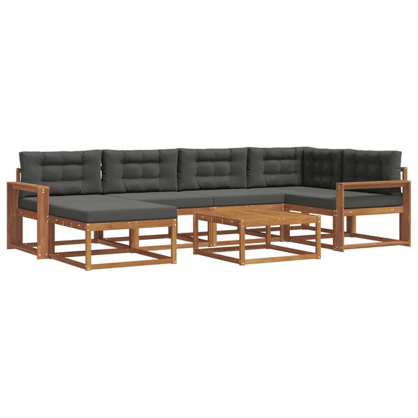 vidaXL Zunanja garnitura za sedenje 7 pcs Naravna in antracitna