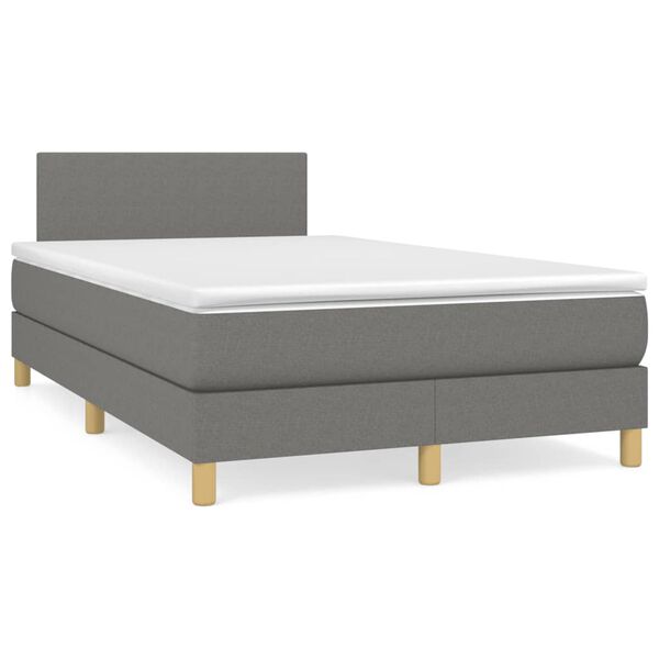 vidaXL Box spring postelja z vzmetnico temno siva 120x190 cm blago