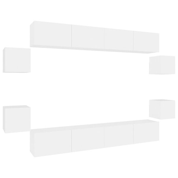 vidaXL Komplet TV omaric 8-delni bel konstruiran les