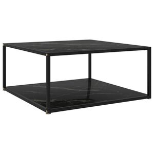 vidaXL Klubska mizica črna 80x80x35 cm kaljeno steklo