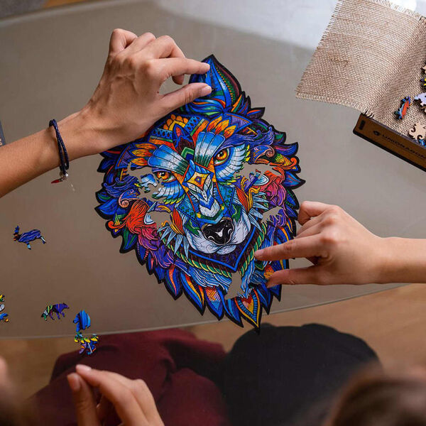UNIDRAGON Lesena sestavljanka 310-delna Majestic Wolf 30x41 cm