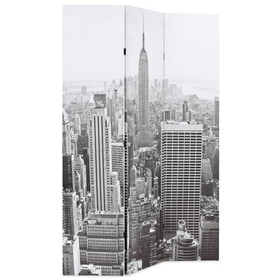 vidaXL Zložljiv paravan 120x170 cm New York podnevi črn in bel