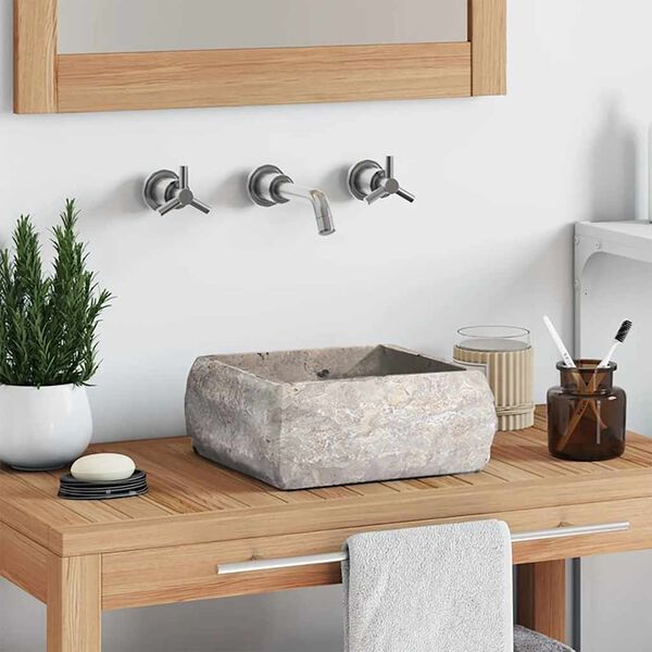 vidaXL Umivalnik siv 30x30x13 cm marmor