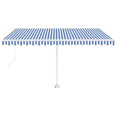 vidaXL Avtomatska tenda LED + senzor 450x350 cm modra in bela