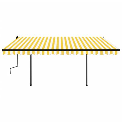 vidaXL Avtomatsko zložljiva tenda s stebrički 4x3,5 m rumena in bela