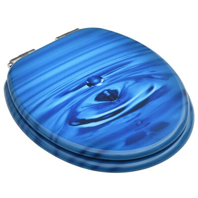 vidaXL Deska za WC školjko s pokrovom 2 kosa mediapan modra kapljica