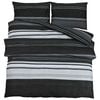 vidaXL 135 x 200 cm + 80 x 80 cm 100% Cotton Black Stripes
