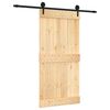 vidaXL Drsna vrata Naravna in črna 100 x 210 cm Masiven borov les
