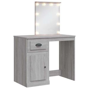 vidaXL Toaletna mizica z LED lučkami siva sonoma 90x42x132,5 cm