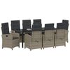 vidaXL Komplet za jedilnico v vrtu z blazino 9 pcs Siva poli ratan