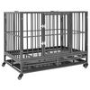 vidaXL Pasji boks s kolesi jeklo 92x62x76 cm