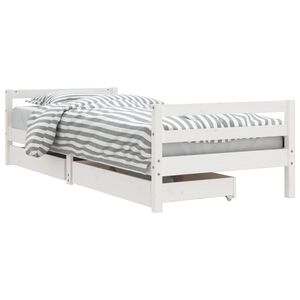 vidaXL Otro&scaron;ki posteljni okvir s predali bel 90x190 cm trdna borovina