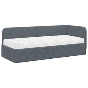 vidaXL Kotna postelja Temno siva 80 x 200 cm Žamet