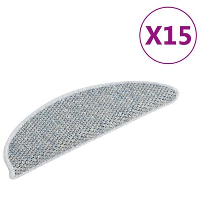 vidaXL Samolepilne preproge za stopnice sisal 15 kosov 65x21x4cm modre